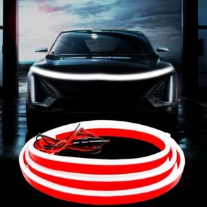 Car Led Hood Light Strip,70 Inch 12V Flexible Waterproof Daytime Running Lights For Car,Universal Engine Cover Decoration Accessories For Cars,Suvs,Truck,Dynamic Scan Start-Up Effect (White)