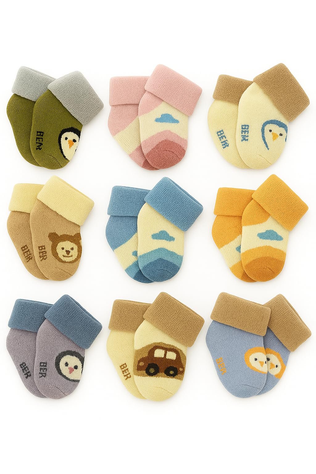 CUTEABLY Baby Winter Socks, Cotton Blends, 0-12 Months, Animal Print, Unisex