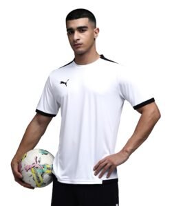 Puma Men’s teamLIGA Football Jersey | Lightweight and Sweat Proof Polyester Sports Crew Neck Training T-Shirt for Men | Breathable Athletic T-Shirt for Football & Sports