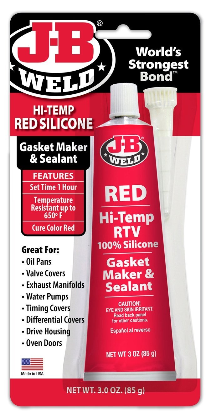 J-B Weld 31314 Red High Temperature RTV Silicone Gasket Maker and Sealant – 3 oz.