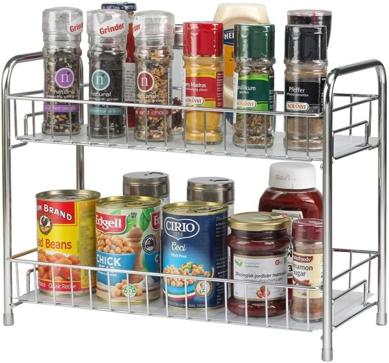 Lyrovo Countertop Organizer Organization, 2 Tier Moveable Corner Shelf for Kitchen, Bathroom, Spice Rack, Coffee Area, Over Sink, Dresser Table