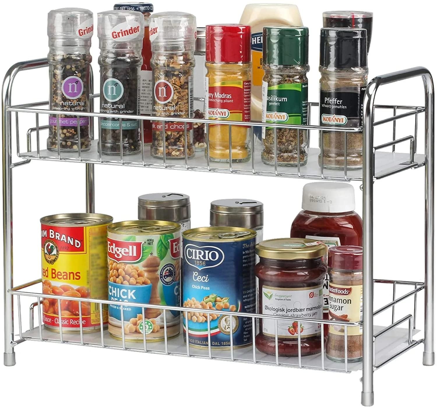 Lyrovo Countertop Organizer Organization, 2 Tier Moveable Corner Shelf for Kitchen, Bathroom, Spice Rack, Coffee Area, Over Sink, Dresser Table