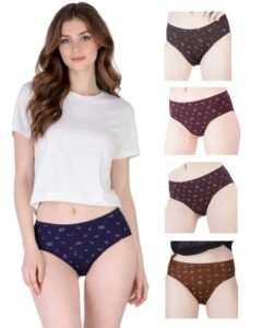 ESSA, Fairlady, Women’s Briefs | Full Coverage, 100% Super Soft Cotton, Hosiery, Mid Waist | Inner Elastic Waistband | Underwear, Innerwear, Panties | Floral Print (Pack of 5)