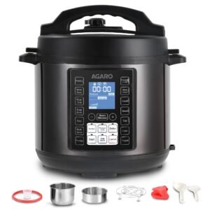 AGARO Imperial Electric Pressure Cooker, 6 litres, 1.5Kgs (approx. 10 cups) raw rice, 14 Pre-Set multi Cooking Functions, Adjustable Pressure, Timer, Stainless Steel Pot, Pressure Cook, Slow Cook