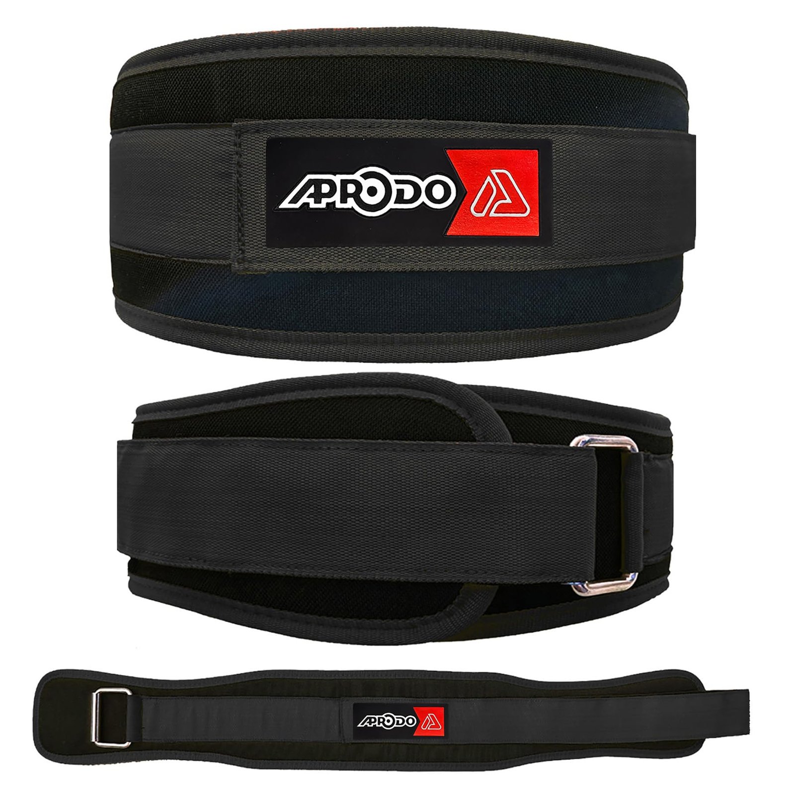 Aprodo Multipurpose Weight Lifting Belt for Back Support Comfortable & Durable for Weightlifting, Gym, Workout – 100% Nylon, (4 Inch Wide) for Men and Women (Black, Large 36” – 40”)