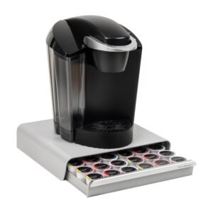 Mind Reader Single Serve Coffee Pod Drawer, 36 Pod Capacity, Countertop Organizer, 13.25″L x 12.75″W x 2.75″H, Gray