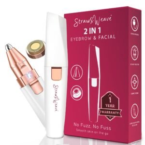 Facial Hair Removal Machine|Eyebrow Trimmer & Epilator|Trimmer For Women Private Part|2 In 1 Trimmer 400 mAh Battery 1 Year Warranty|Painless Hair Removal Machine|Nose Hairs Remover,White (2 in 1)