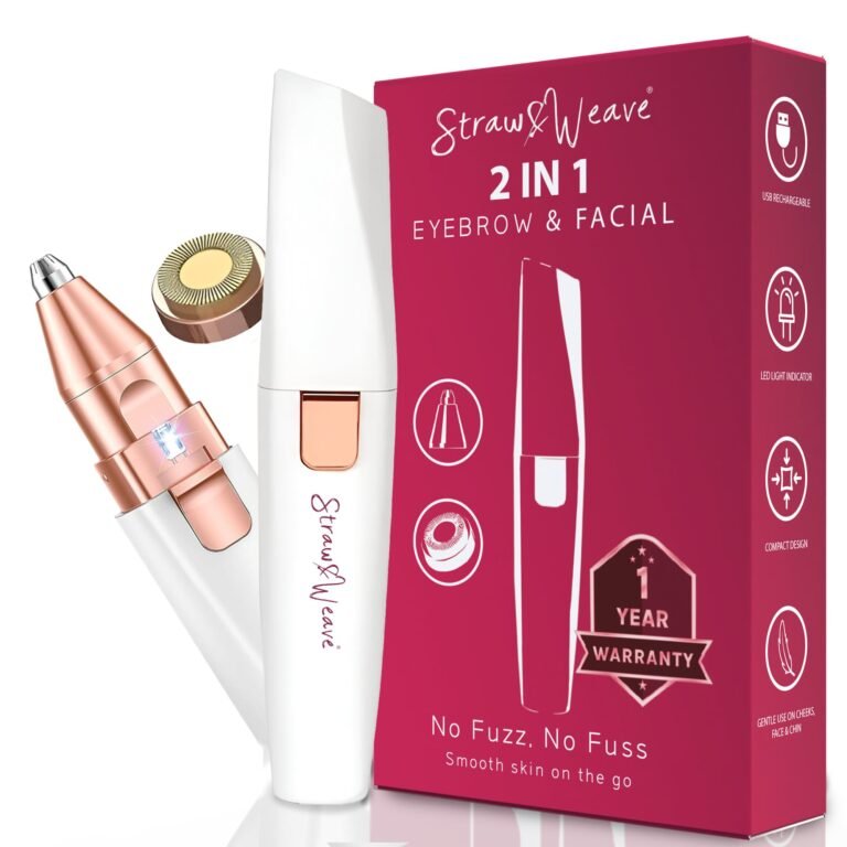 Facial Hair Removal Machine|Eyebrow Trimmer & Epilator|Trimmer For Women Private Part|2 In 1 Trimmer 400 mAh Battery 1 Year Warranty|Painless Hair Removal Machine|Nose Hairs Remover,White (2 in 1)