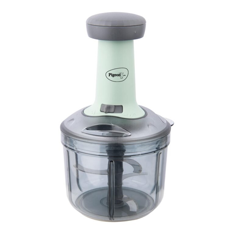 Pigeon Press Chopper 900ml, Manual Hand Press Push Chopper with 3 Blades for Effortless Chopping Vegetables & Fruits, Green