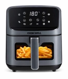 Cookwell Air Fryer – 5L With See Through Window – 1400W (Grey & Black)