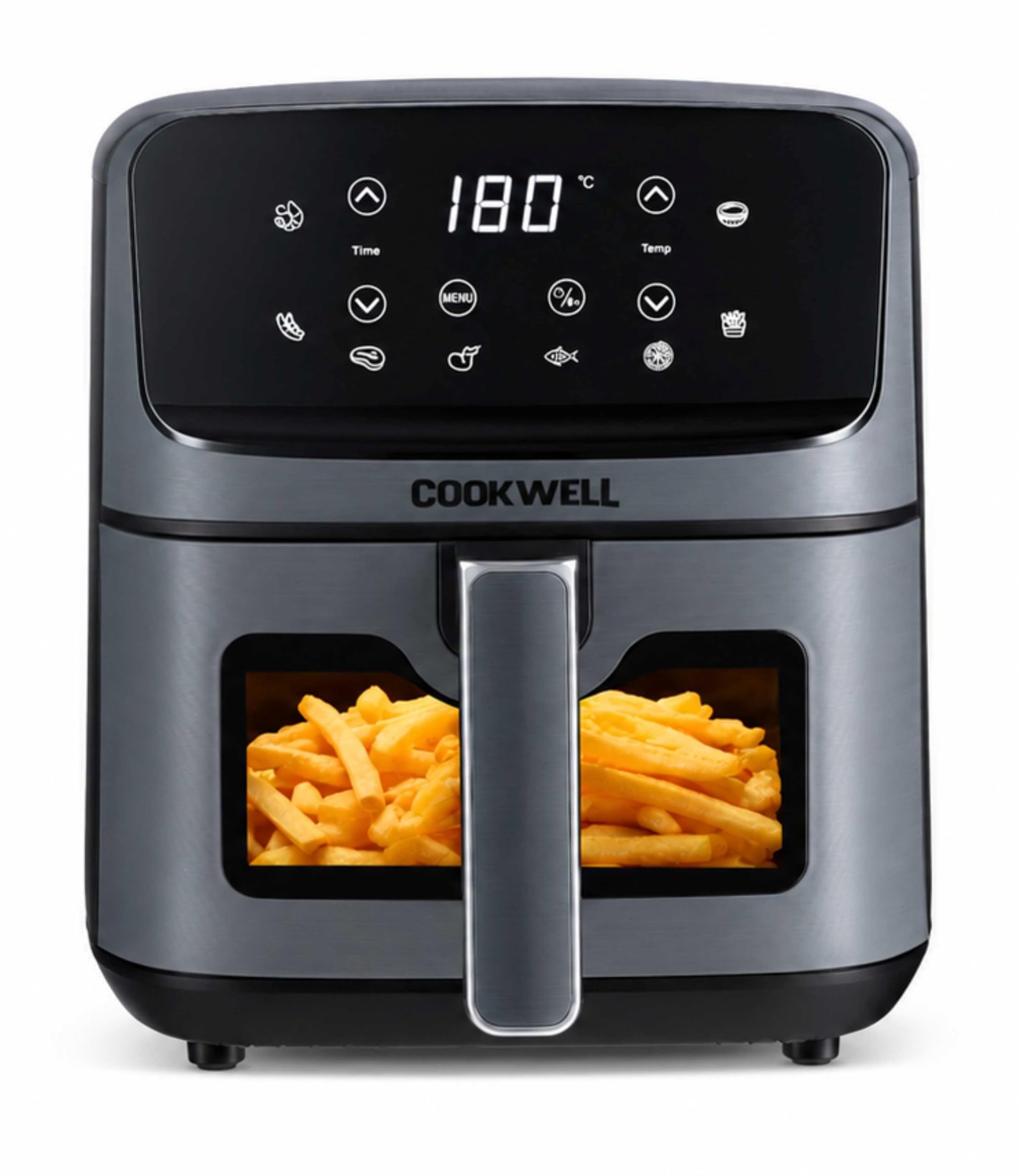 Cookwell Air Fryer – 5L With See Through Window – 1400W (Grey & Black)