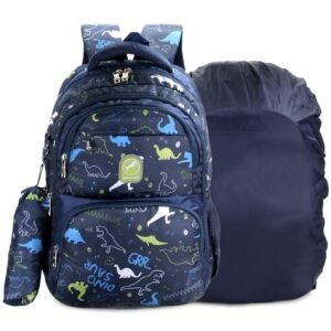 Chris & Kate Premium Spacious Interiors Multi-Print School Bag for Boys Girls and Kids Casual Backpack Perfect for School, College, Everyday Use Includes Free Stationery Pouch and Rain Dust Cover