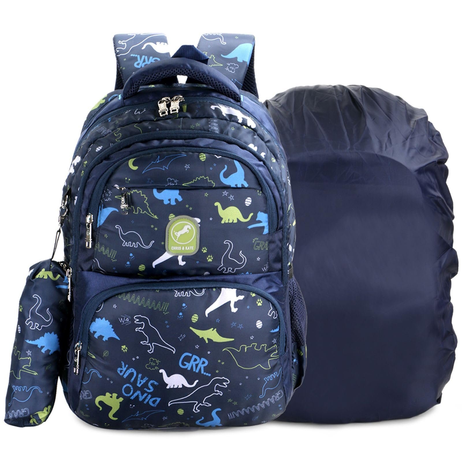 Chris & Kate Premium Spacious Interiors Multi-Print School Bag for Boys Girls and Kids Casual Backpack Perfect for School, College, Everyday Use Includes Free Stationery Pouch and Rain Dust Cover