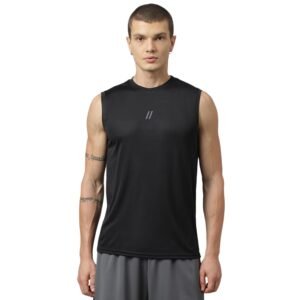 ATICX Men’s Polyester Sports Sleeveless T Shirt – Gym Vest, Workout Sando, Training Tank Top, Cut Sleeves Quick Dry Tee for Running, Swimming, Badminton, Fitness & Sports