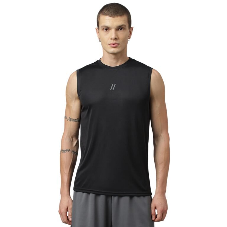 ATICX Men’s Polyester Sports Sleeveless T Shirt – Gym Vest, Workout Sando, Training Tank Top, Cut Sleeves Quick Dry Tee for Running, Swimming, Badminton, Fitness & Sports