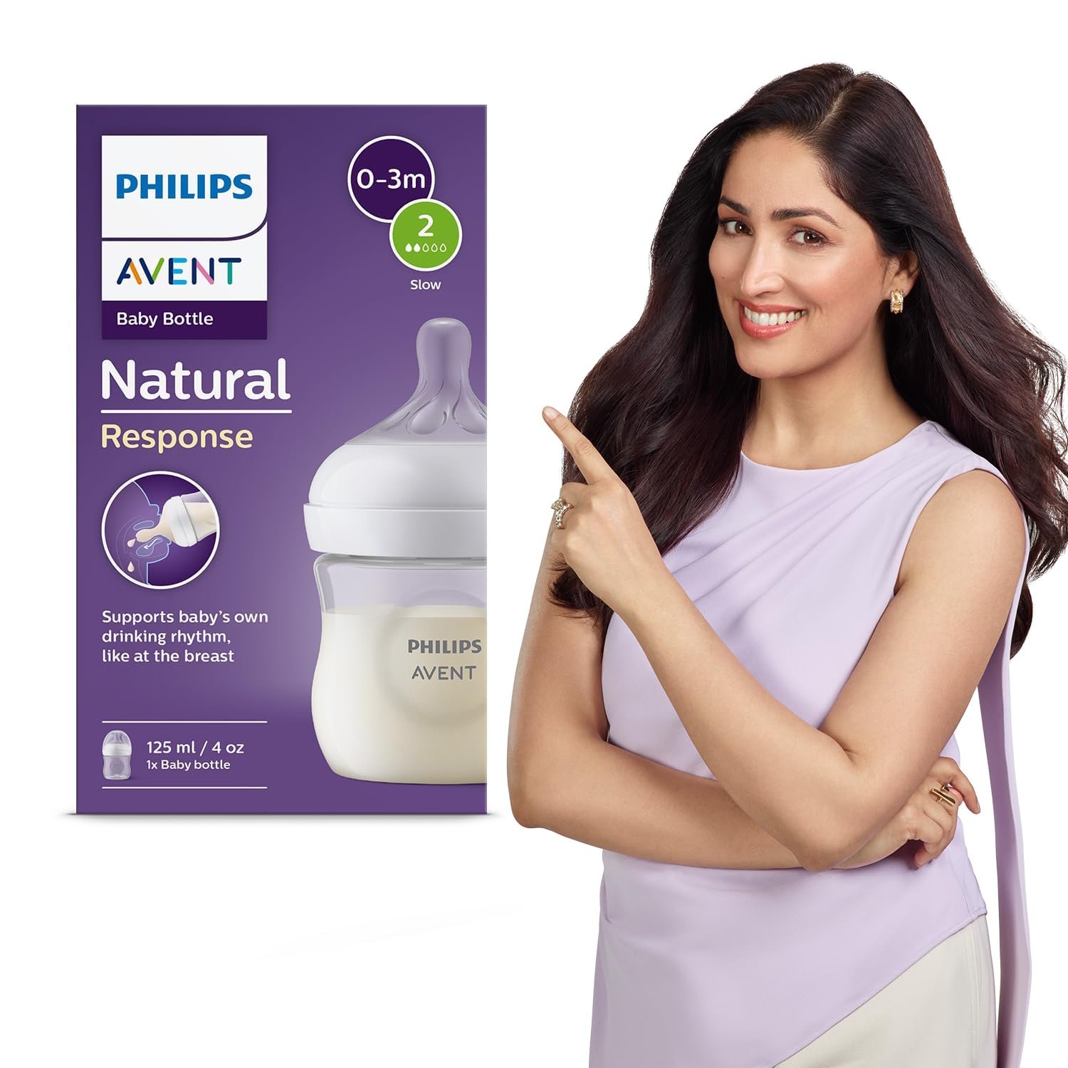 Philips Avent Natural Response Baby Feeding Bottle – 125Ml Baby Milk Bottle for Newborns and Up, Bpa Free, 0+ Months (Model SCY900/01)