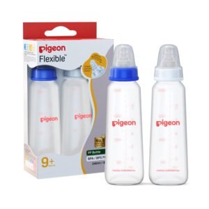 Pigeon Peristaltic Nursing Bottle Twin Pack KPP 240ml Blue & White Nipple L | Baby Bottle Set | Natural Feeding Bottle | BPA Free | Baby Bottles for Milk