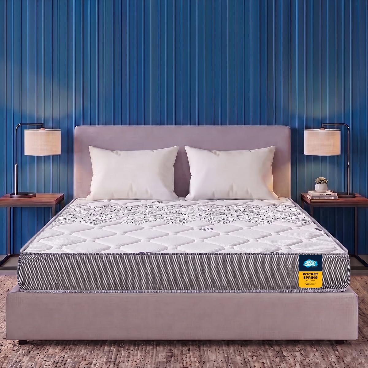 Centuary Mattresses Sleepables 6-Inch Queen Size Ortho Pocketed Zero Partner Disturbance Plush Quilted Rolled Packed Pocket Spring Mattress (75x60x6)