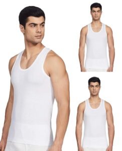 Rupa Jon Sleeveless Vest for Men, 100% Cotton Material, Round Neck, Pack of 3