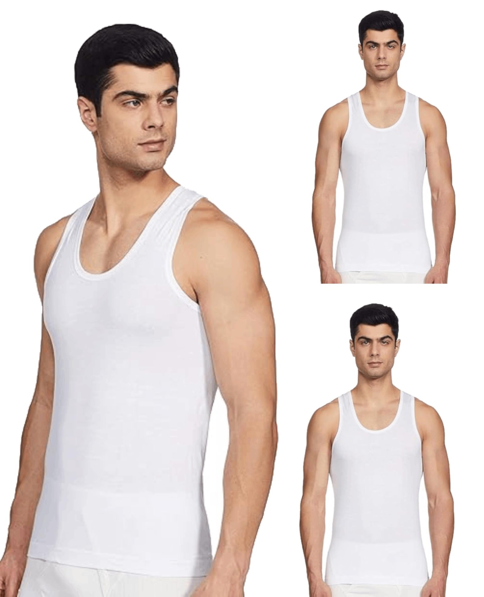 Rupa Jon Sleeveless Vest for Men, 100% Cotton Material, Round Neck, Pack of 3