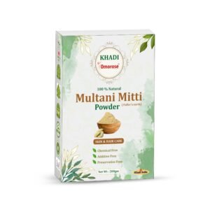 Khadi Omorose Multani Mitti Powder for Hair and Skin Care | 200 Grams | 100 & Pure & natural | Soft & Glowing Skin | Exfoliator | Softner | Nourishment | Fuller’s Earth | Resealable Zipper Pouch pack
