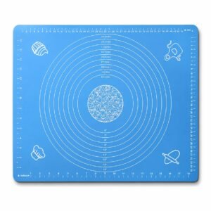 Xacton Silicone Baking Mat for Rolling Dough & Pastry | Non-Stick Reusable Food Grade Baking & Kneading Mat | Heat Resistant Countertop Mat for Pizza, Cookies, Fondant & Chapati – Blue, 50 x 40 cm