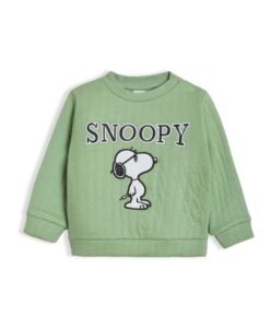 Mi Arcus Peanuts Snoopy Patch Work Fullsleeves Green Sweatshirt for Baby Boys Girls Kids
