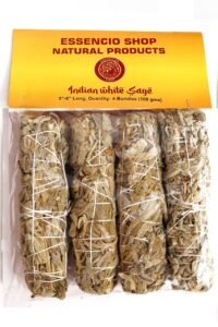 Indian White Sage 4 Bundles Smudging Sticks (6 Inches) – 4 Pieces of 28-33 Grams Each Removes Negativity