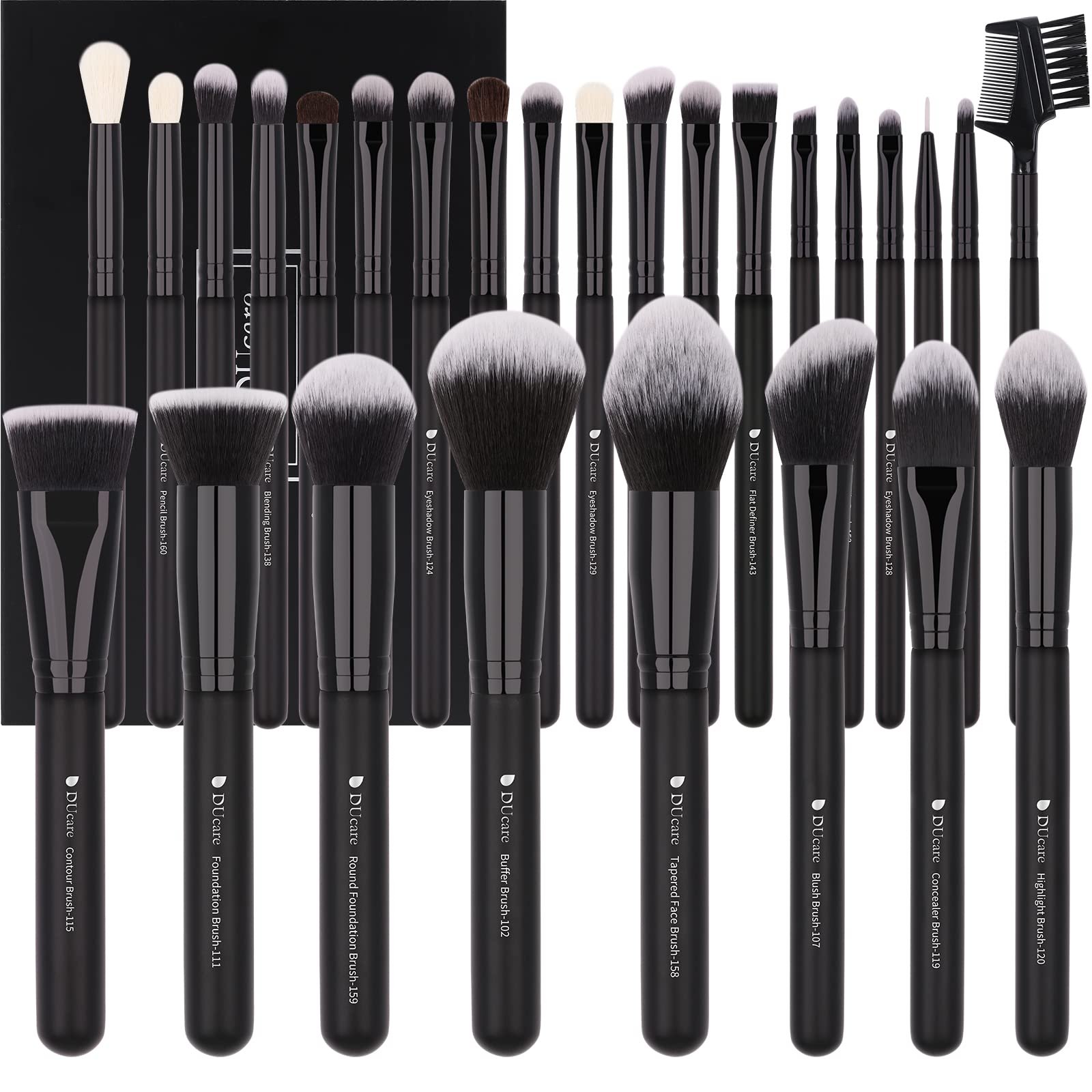 DUCARE Synthetic Bristles Makeup Brushes – Black , Pack of 27 , DRM-DF2725