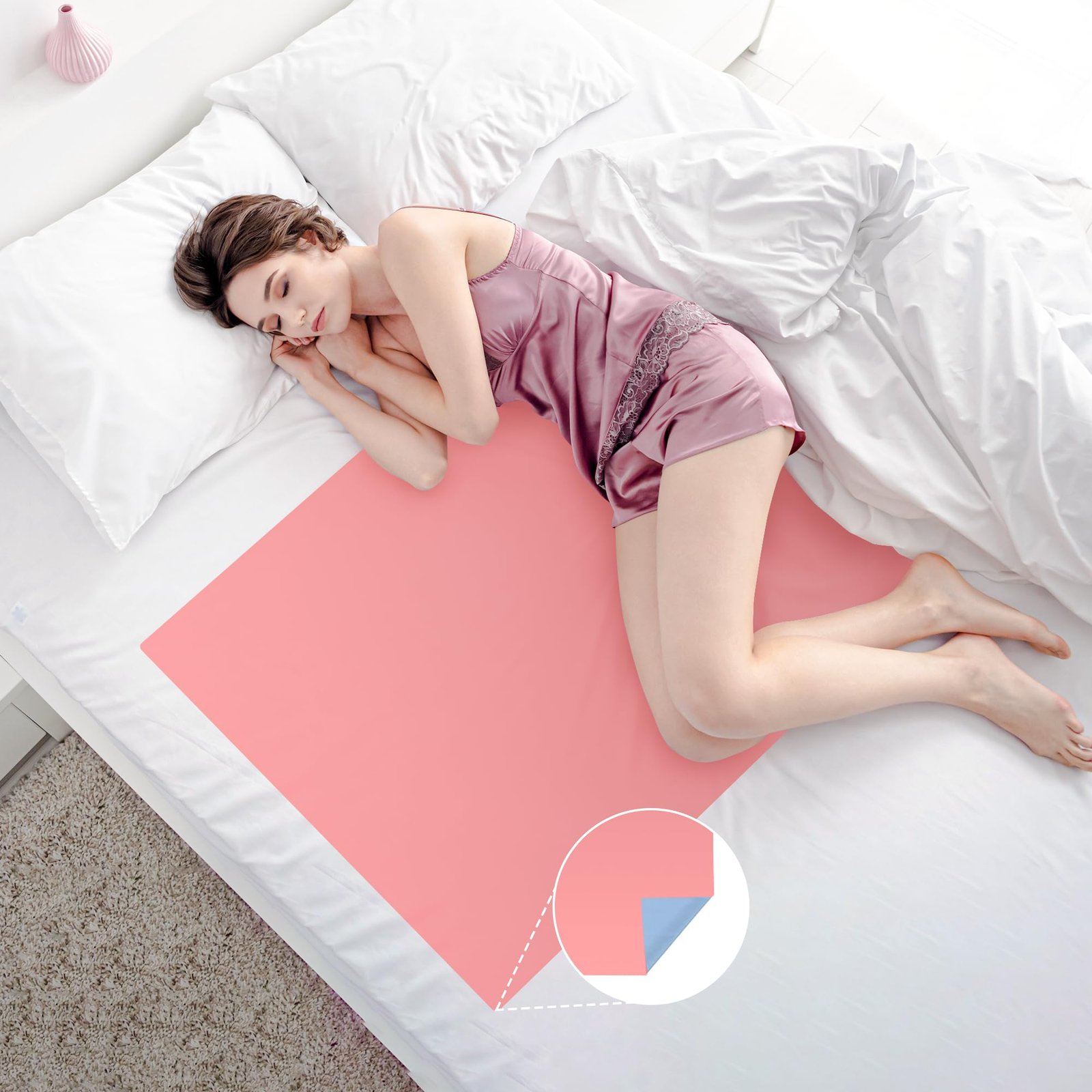 AARAM Waterproof Dry Rubber Bed Sheet Cover 1 Meter | Toddler Sleeping Mattress Protector/Urine Non-Absorbent Reusable Crib Mat Color Blue and Pink | 36 x 39 Inches | 100 x 90 cm