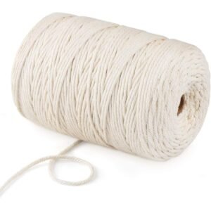 ecofynd 50m 4mm Natural Macrame Cord – Versatile Cotton Dori for Stunning Wall Hanging, Plant Craft, and Handmade Hangers – Ideal White Thread Rope for Creative DIY Projects, Ivory