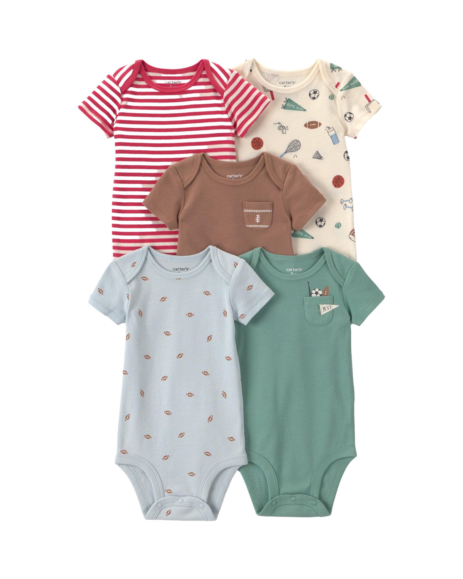 Carter’s Baby Boy 5 Pack Transportation Short Sleeve Multipack Bodysuits