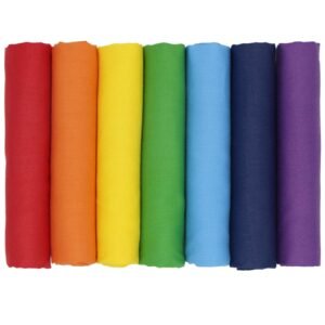 aufodara 7 Pieces 17.7″ x 19.5″ (45cm x 50cm) Solid Colors Cotton Craft Fabric Bundle Precut Rainbow Patchwork for DIY Sewing Quilting Crafting Artcraft (Rainbow)
