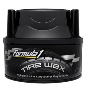 Formula 1 Tire Wax – Long Lasting Tire Gel for Black Glossy Tires, Water Resistant, Also for Plastic Trims and Black Bumper, Foam Applicator Included, 283g