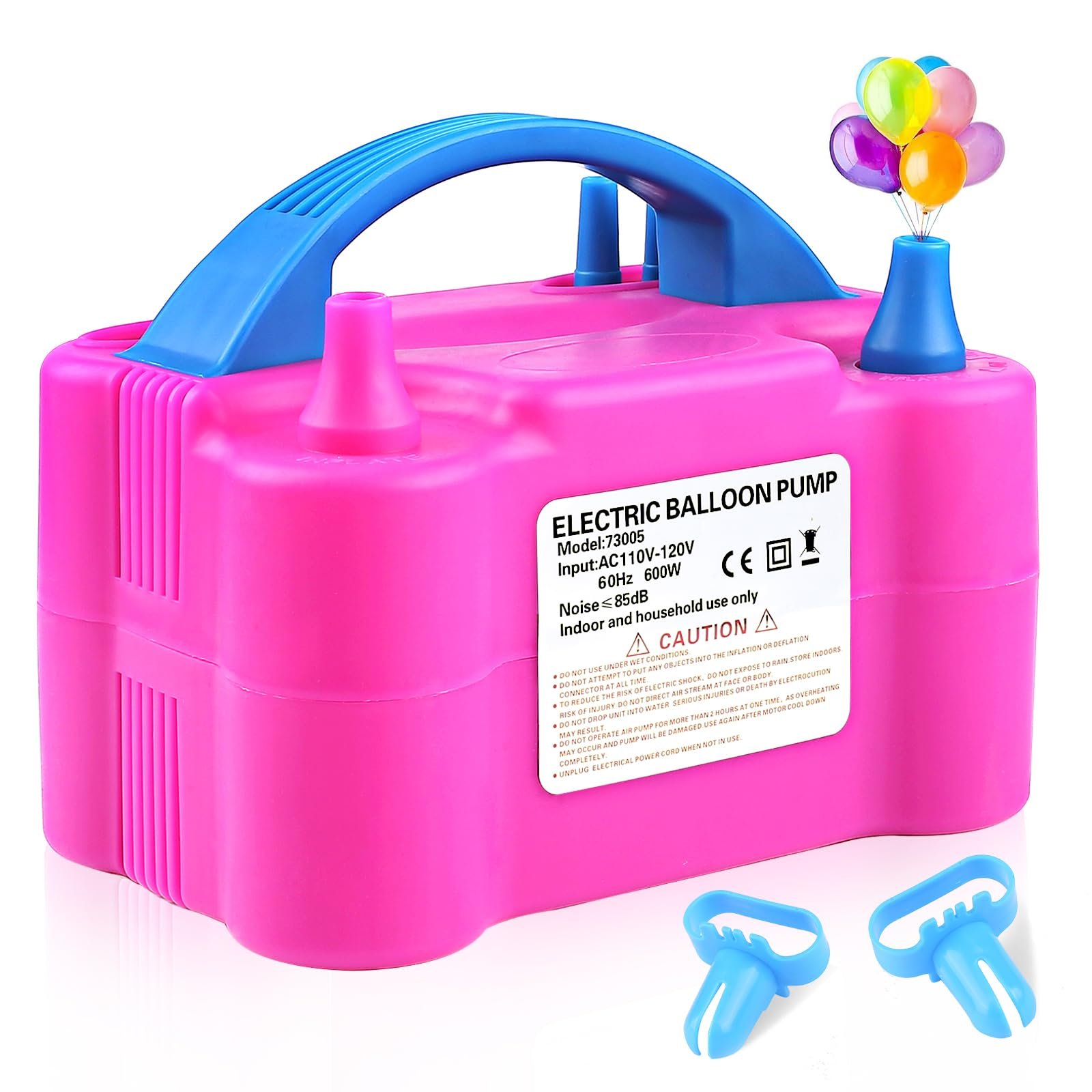 Electric Balloon Pump,QIPUMP 110V 600W Balloon Blower Inflator Dual Nozzle Air Pump Balloons Inflator for Decoration, Party, Sport,Gifts:2 Balloon Tying Tools
