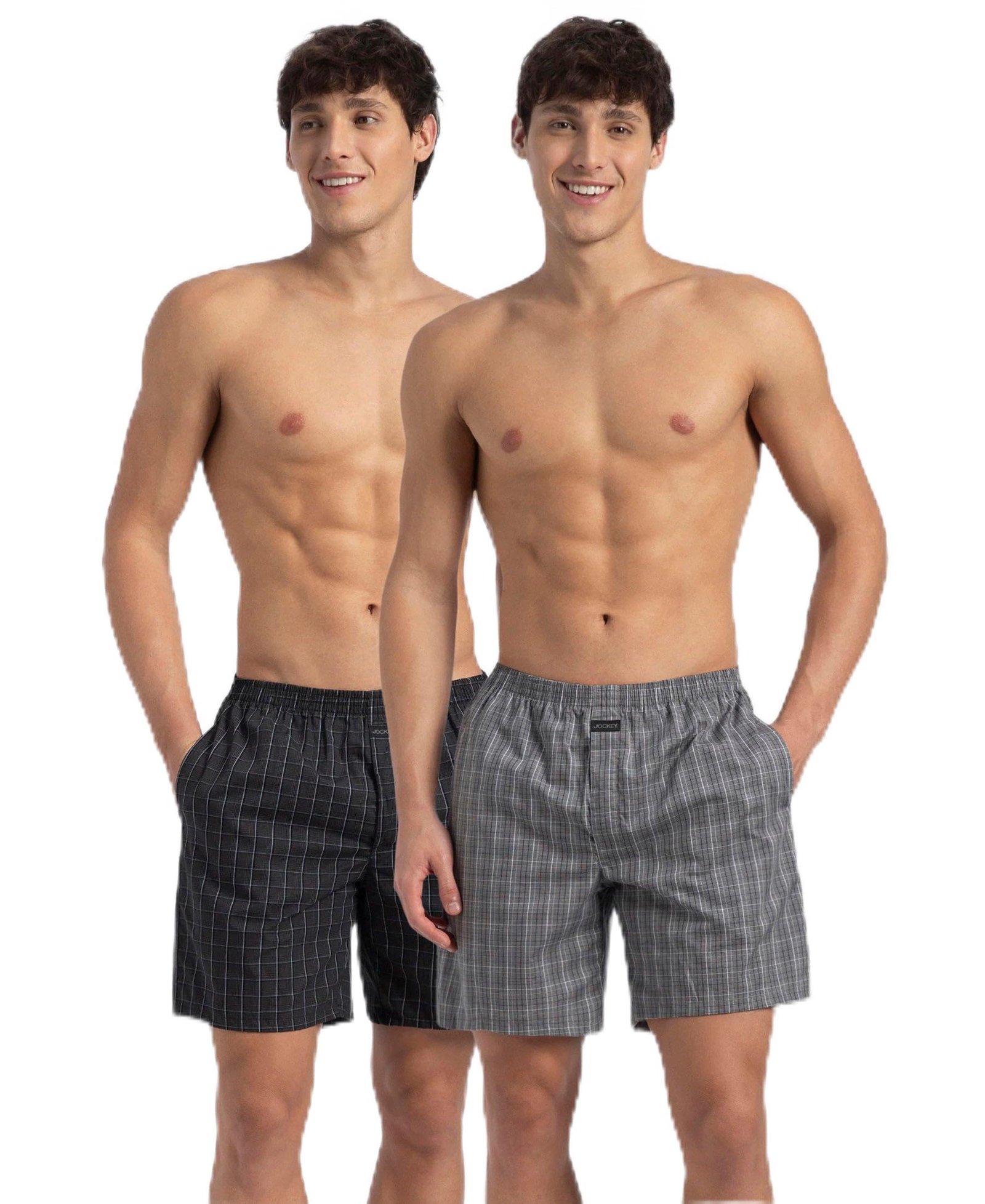 Jockey 1223 Men Super Combed Cotton Woven Checkered Boxer Shorts(Pack of 2)