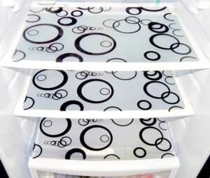 FACTCORE� Refrigerator Drawer Mat/Fridge Mat/Multipurpose Mat Set of 6 Pcs (12 X 17 Inches) (Black Circle)