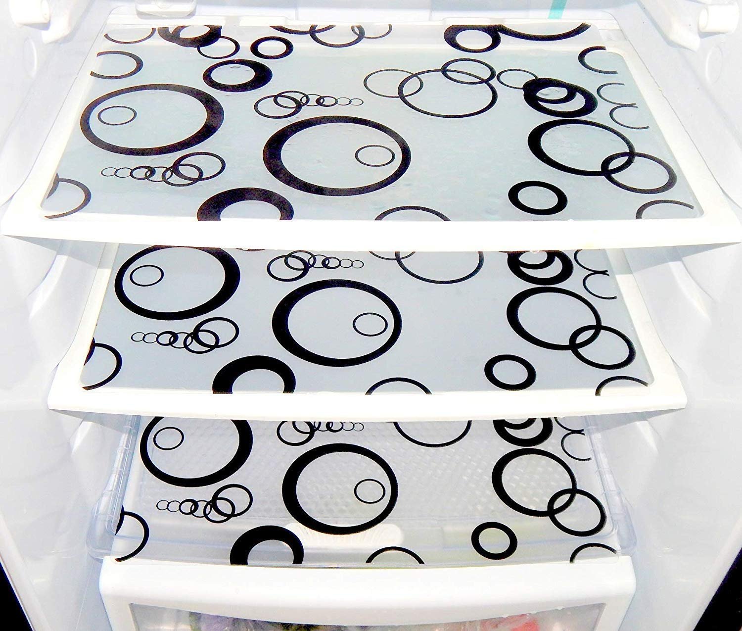 FACTCORE� Refrigerator Drawer Mat/Fridge Mat/Multipurpose Mat Set of 6 Pcs (12 X 17 Inches) (Black Circle)