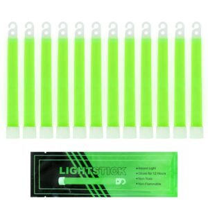MediTac Green Glow Stick – Bright 6″ Snap Sticks with 12 Hour Duration (12 Pack)