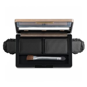 Fashion Colour Dual Eyebrow Powder Kit with Brush | Waterproof & Smudge Proof Eyebrow Powder | Long-Lasting Brow Powder | Natural Looking, Shaped & Defined Brows | Rich Pigment | Black | 8g