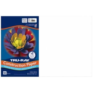 Tru-Ray� Construction Paper, 50% Recycled, 12″ x 18″, White, Pack Of 50