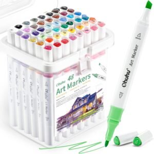Ohuhu Alcohol Markers 48 Color Chisel & Fine Dual Tips