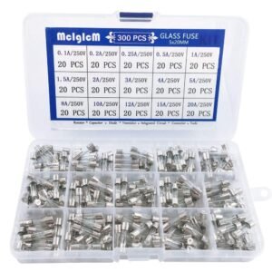 300 Pcs MCIGICM 5 x 20mm Fast-Blow Glass Fuses Assorted, 125V/ 250V 0.1A/ 0.25A/ 0.2A/ 0.5A/ 1A/ 1.5A/ 2A/ 3A/ 4A/ 5A/ 8A/ 10A/ 12A/ 15A/ 20A Tube Fuses, 15 Values