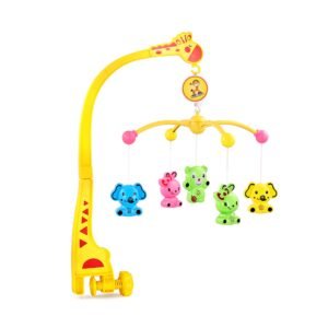 BabyGo Rotating Giraffe Musical Crib Cot Mobile | Hanging Jhoomer Rattle Toy for Baby Cradle, Infant Bed & Nursery Decoration | Newborn Soothing & Early Development Toy | Gift for Babies (Yellow)