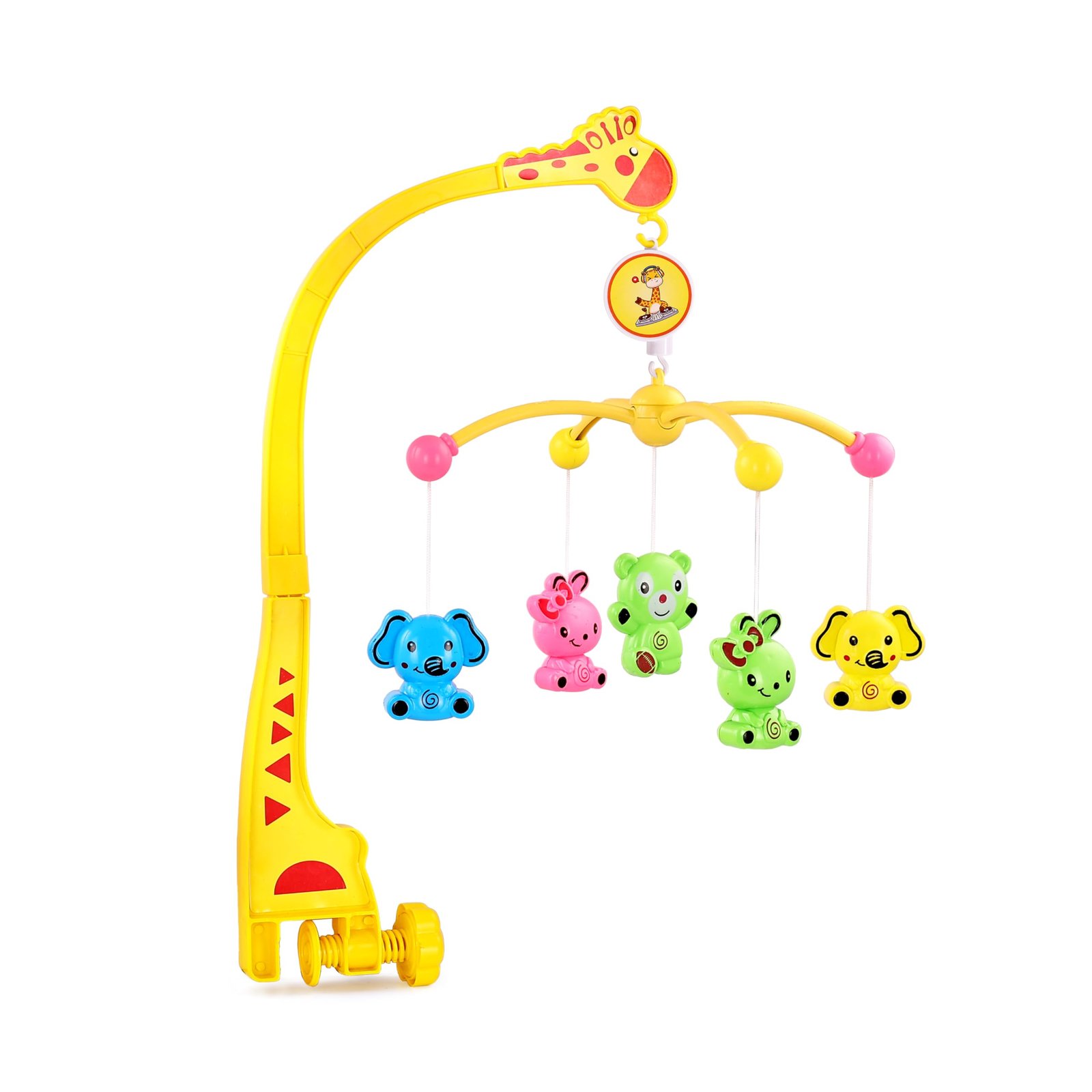 BabyGo Rotating Giraffe Musical Crib Cot Mobile | Hanging Jhoomer Rattle Toy for Baby Cradle, Infant Bed & Nursery Decoration | Newborn Soothing & Early Development Toy | Gift for Babies (Yellow)
