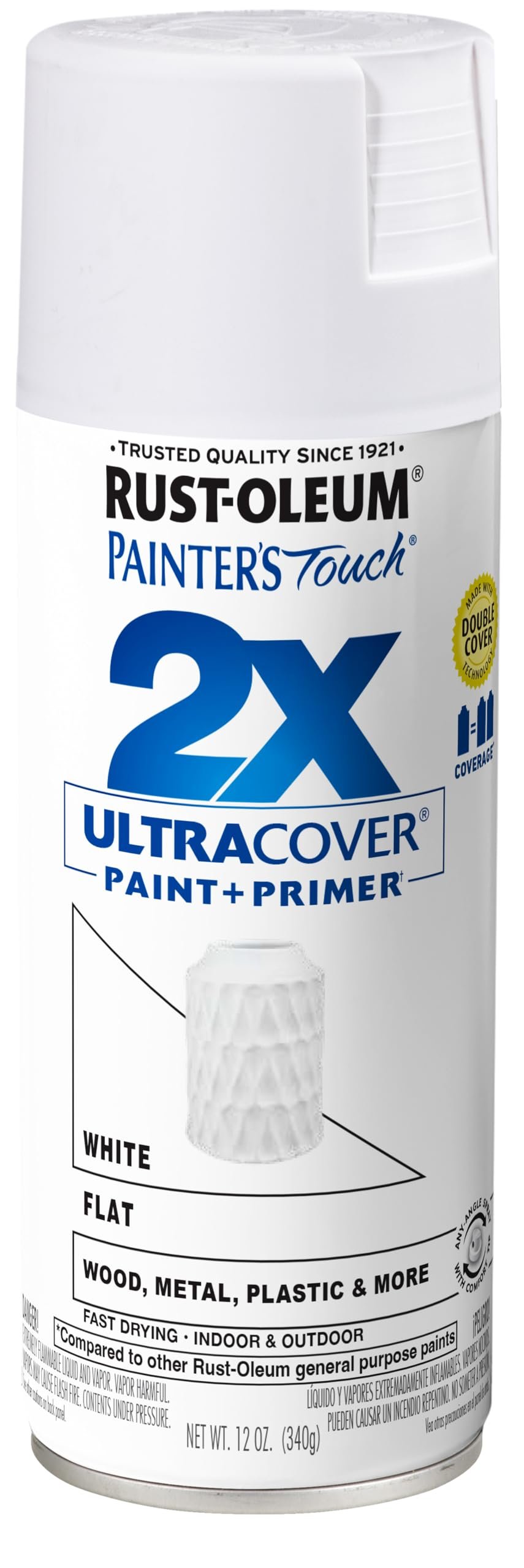 Rust-Oleum 249126 Painter’s Touch Acrylic Spray Paint for Plastic, Metal, Wood (Matte Flat White – 340 Grams)