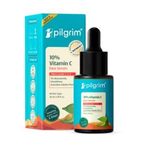Pilgrim 10% Vitamin C Serum 30ml for Glowing Skin|With 5% Niacinamide, Hyaluronic & Glycolic Acid|Fades Dark Spots, Pigmentation|For All, Oily, Combination, Normal Skin |Beginner Friendly – Men, Women