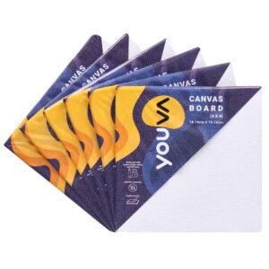 Navneet Youva |Cotton White Blank Canvas Boards for Painting, Acrylic Paint, Oil Paint Dry & Wet Art Media |4″ x 4″ |Pack of 6 (23882)