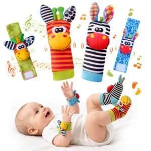 Baby Toys 0-6 Months, Infant Wrist Rattles and Foot Finder Socks Set