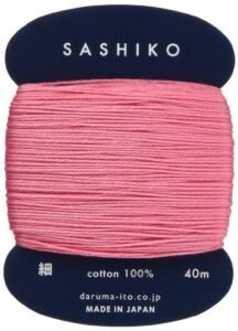 Yokota Daruma Sashiko Thread Single and Variegated Color (Japanese Apricot Rose Pink, Thin 40M Card)